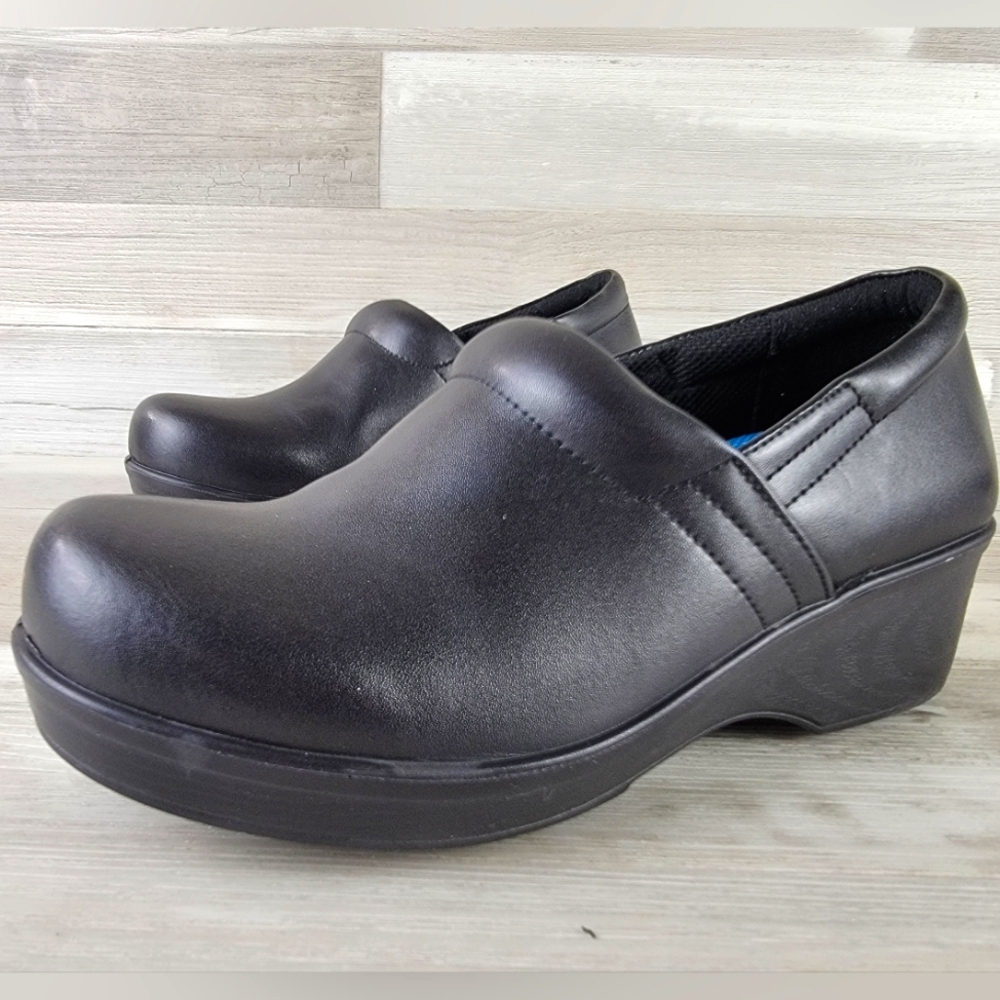 Dr. Scholl's Dynamo Work Shoe Black Leather Clog Women's Size 7